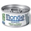 Влажный корм Monge Cat Monoprotein для кошек, мясные хлопья из курицы с горошком, консервы 80 г