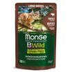 Влажный корм Monge Cat BWild GRAIN FREE для котят и кошек крупных пород, из мяса буйвола с овощами, паучи 85 г