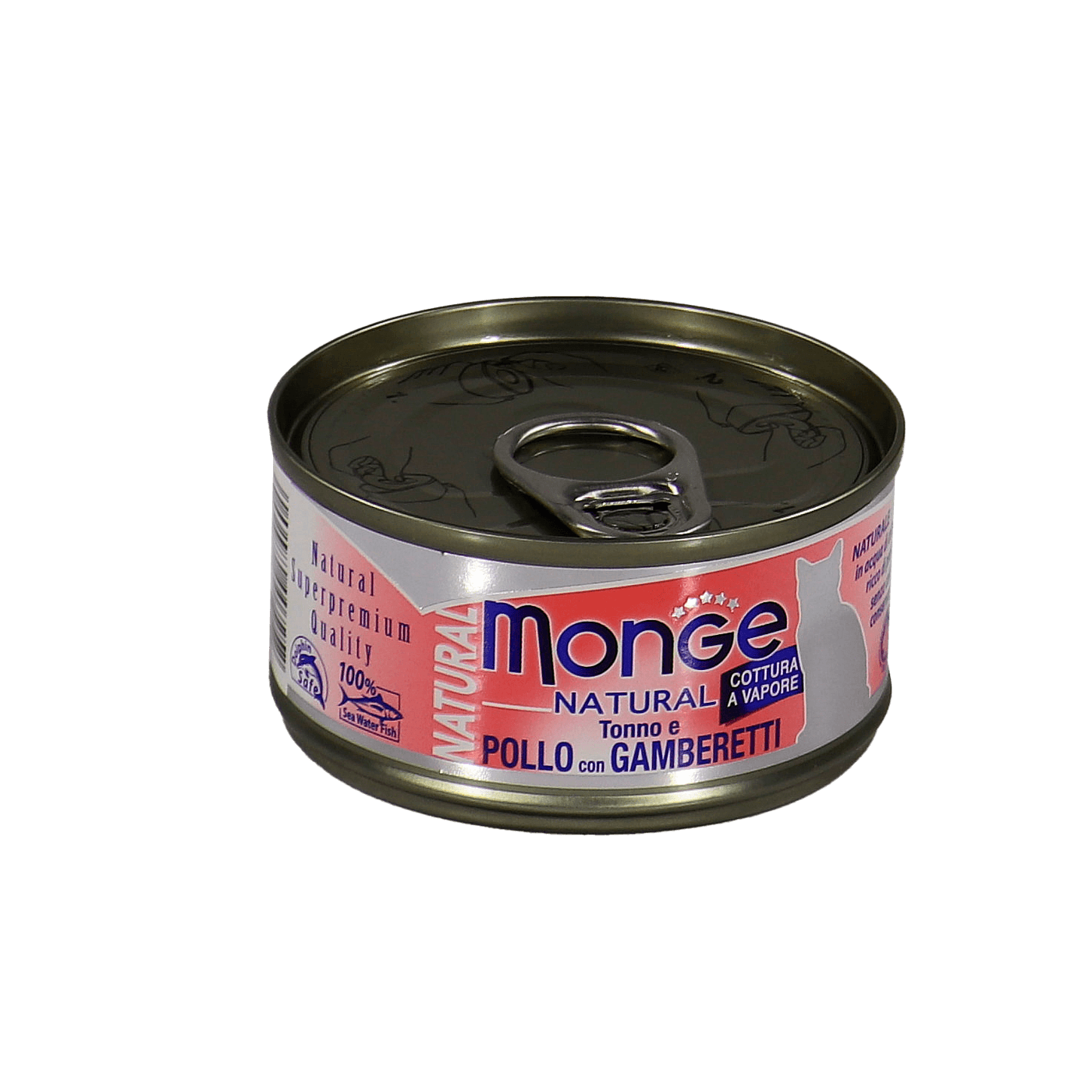 Влажный корм Monge Cat Natural для кошек, из тунца с курицей и креветками, консервы 80 г — фото 29