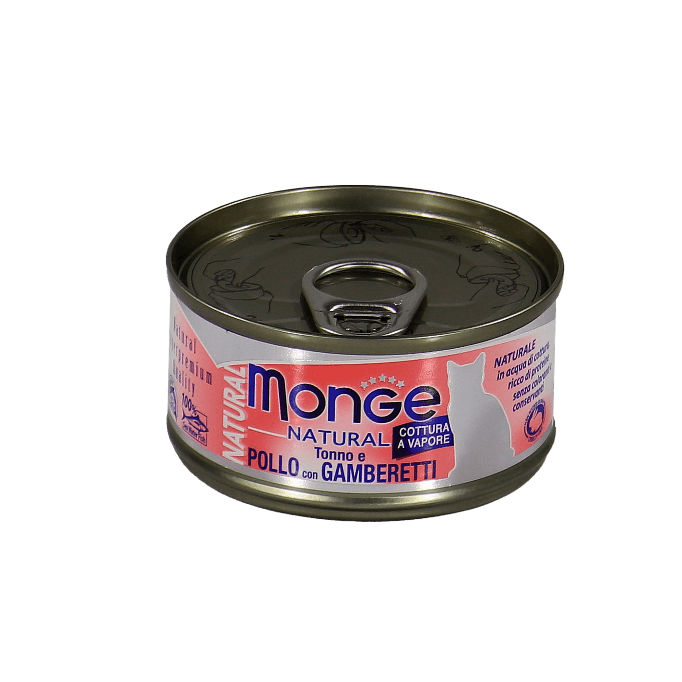 Влажный корм Monge Cat Natural для кошек, из тунца с курицей и креветками, консервы 80 г — фото 30