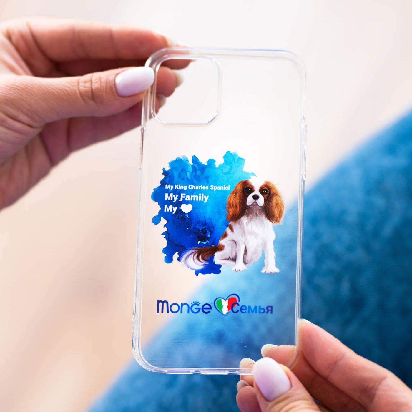 Чехол для телефона Monge семья модель iPhone 12 кинг-чарльз-спаниель — фото 2