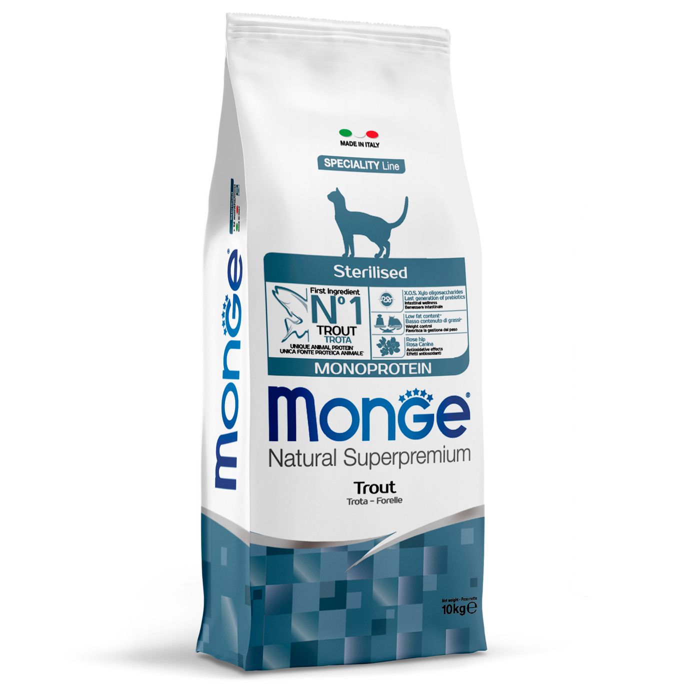 Сухой корм Monge Cat Speciality Line Monoprotein Sterilised для стерилизованных кошек, из форели 10 кг — фото 12