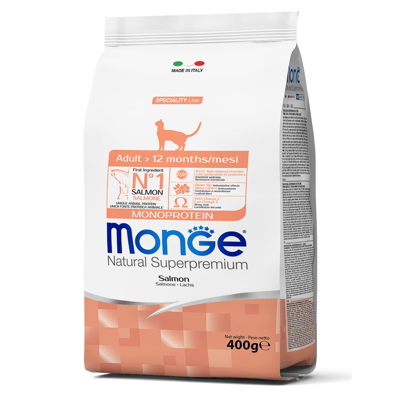 Сухой корм Monge Cat Speciality Line Monoprotein Adult для взрослых кошек, из лосося 400 г — фото 9