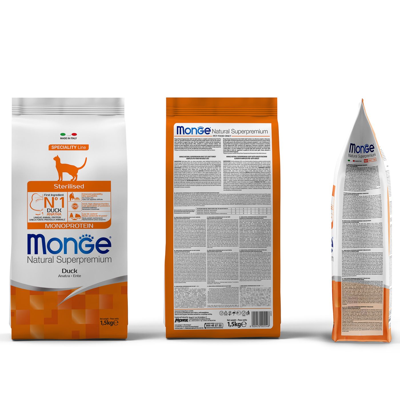 Сухой корм Monge Cat Speciality Line Monoprotein Sterilised для стерилизованных кошек, из утки 1,5 кг — фото 11