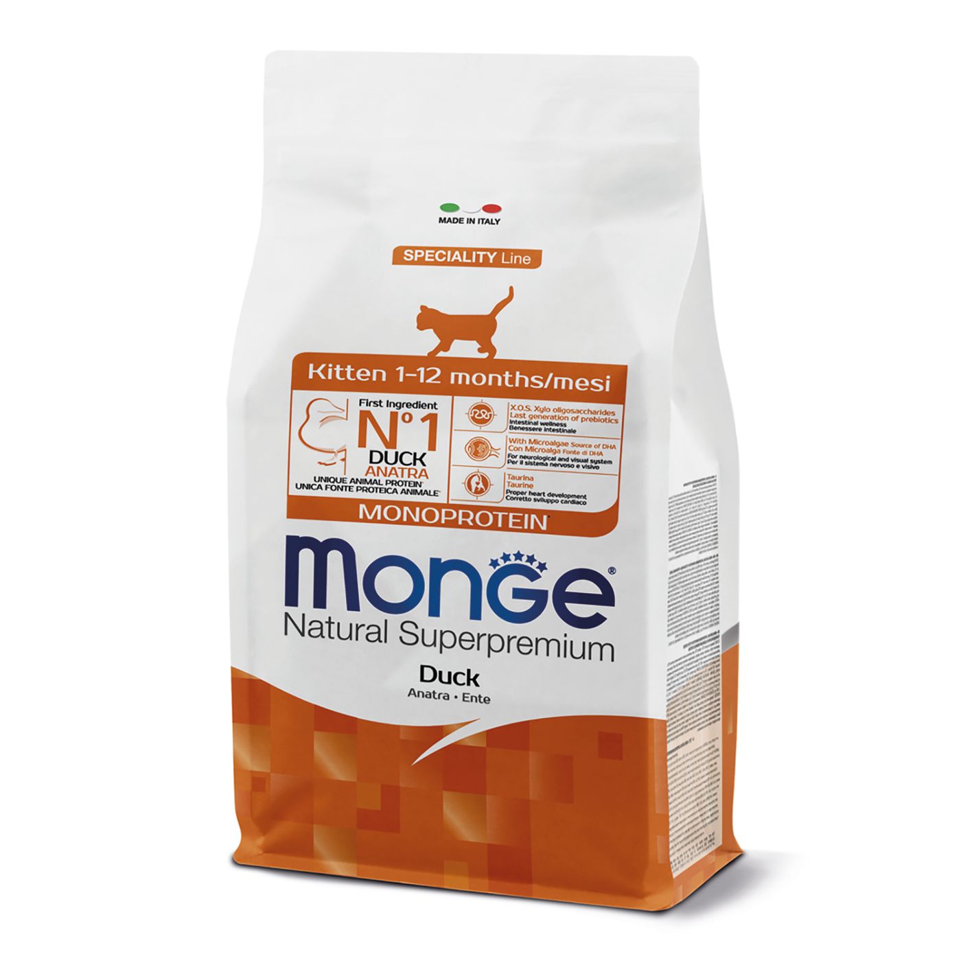 Сухой корм Monge Cat Speciality Line Monoprotein для котят и беременных кошек, из утки 1,5 кг — фото 3