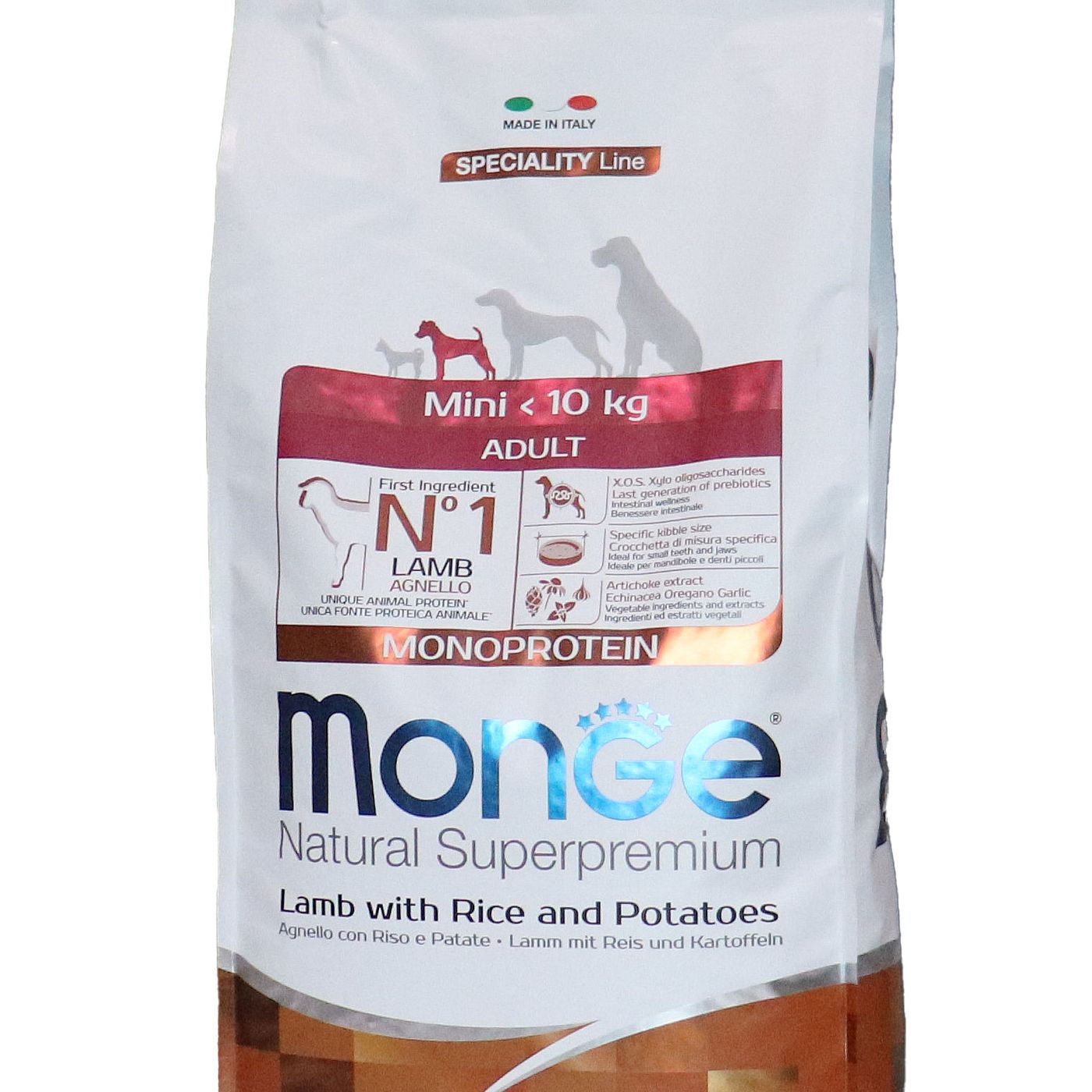 Сухой корм Monge Dog Speciality Line Monoprotein Mini для взрослых собак мелких пород, из ягненка с рисом и картофелем 7,5 кг — фото 2