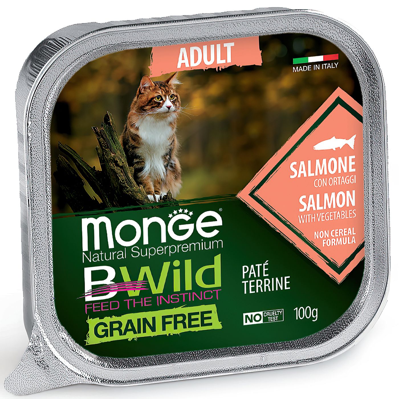 Влажный корм Monge Cat BWild GRAIN FREE для кошек, беззерновой, из лосося с овощами, консервы 100 г — фото 10