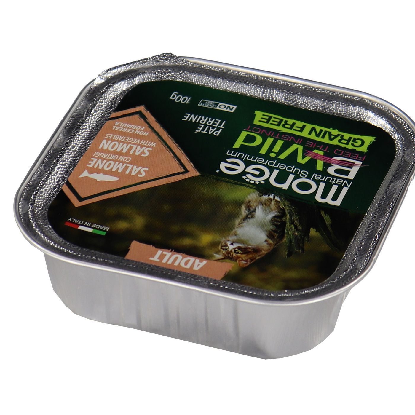 Влажный корм Monge Cat BWild GRAIN FREE для кошек, беззерновой, из лосося с овощами, консервы 100 г — фото 21