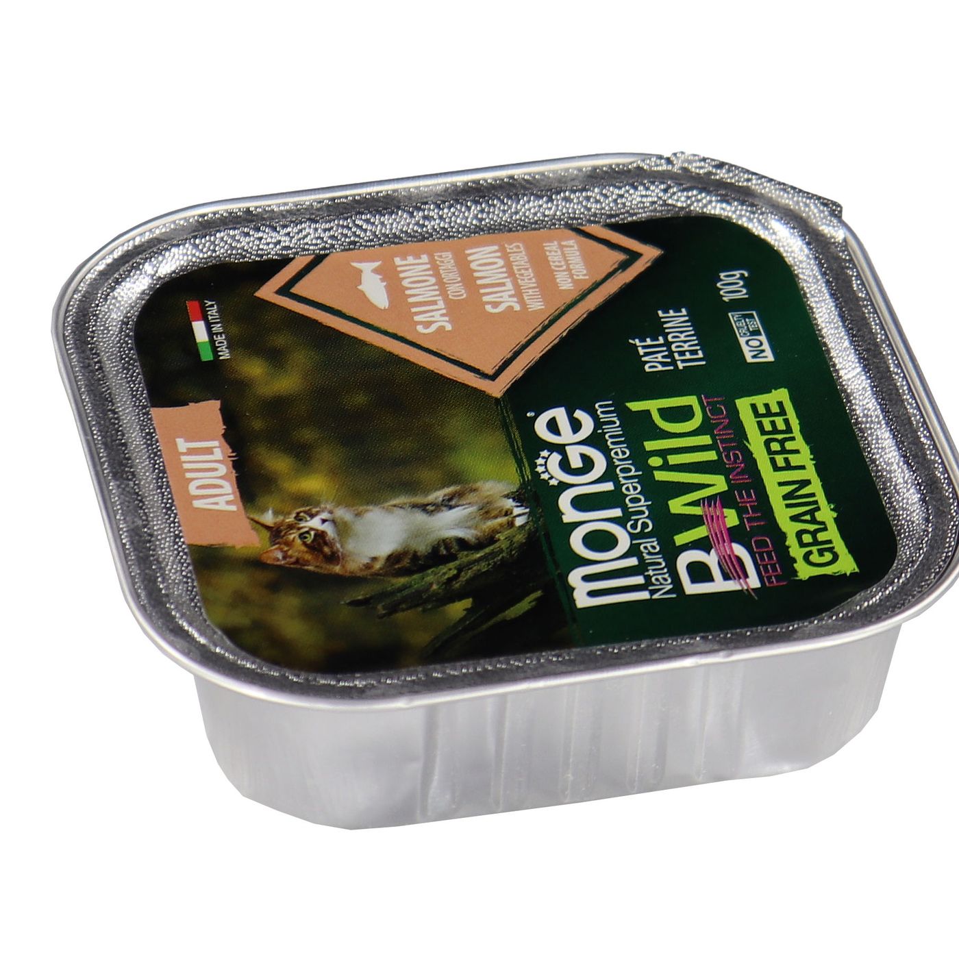 Влажный корм Monge Cat BWild GRAIN FREE для кошек, беззерновой, из лосося с овощами, консервы 100 г — фото 28