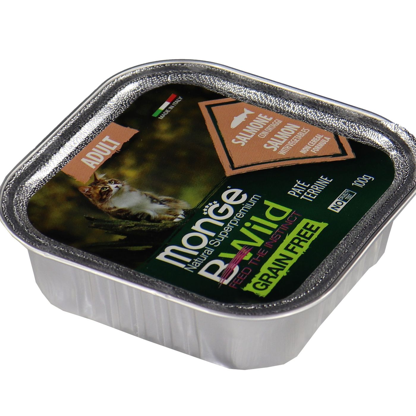 Влажный корм Monge Cat BWild GRAIN FREE для кошек, беззерновой, из лосося с овощами, консервы 100 г — фото 32