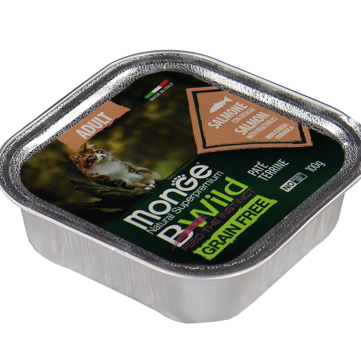 Влажный корм Monge Cat BWild GRAIN FREE для кошек, беззерновой, из лосося с овощами, консервы 100 г — фото 33
