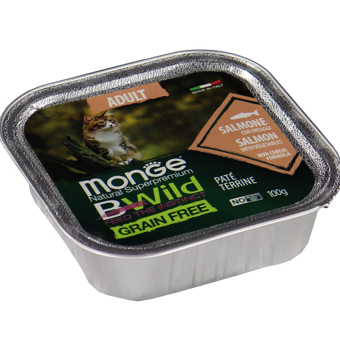 Влажный корм Monge Cat BWild GRAIN FREE для кошек, беззерновой, из лосося с овощами, консервы 100 г — фото 35