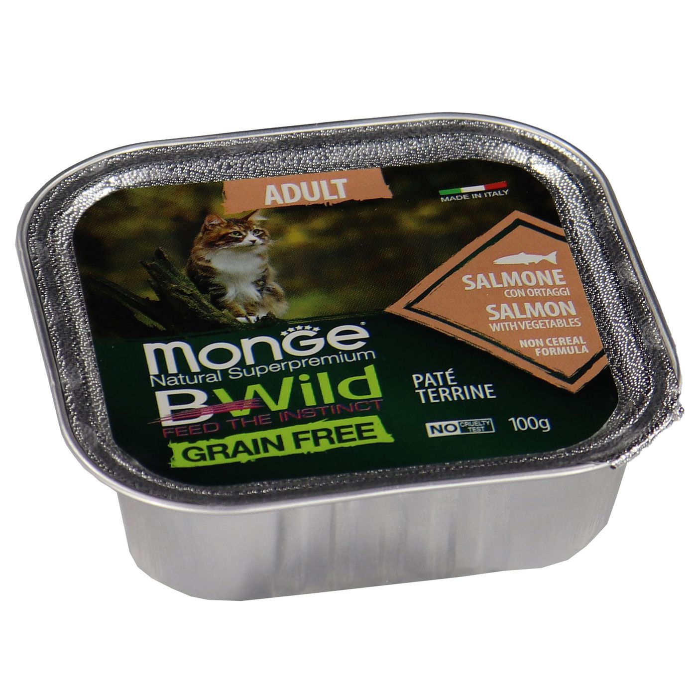 Влажный корм Monge Cat BWild GRAIN FREE для кошек, беззерновой, из лосося с овощами, консервы 100 г — фото 36