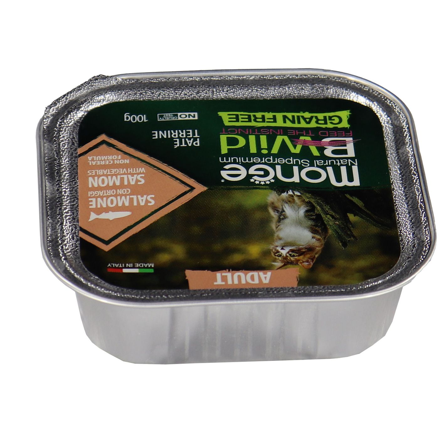 Влажный корм Monge Cat BWild GRAIN FREE для кошек, беззерновой, из лосося с овощами, консервы 100 г — фото 19