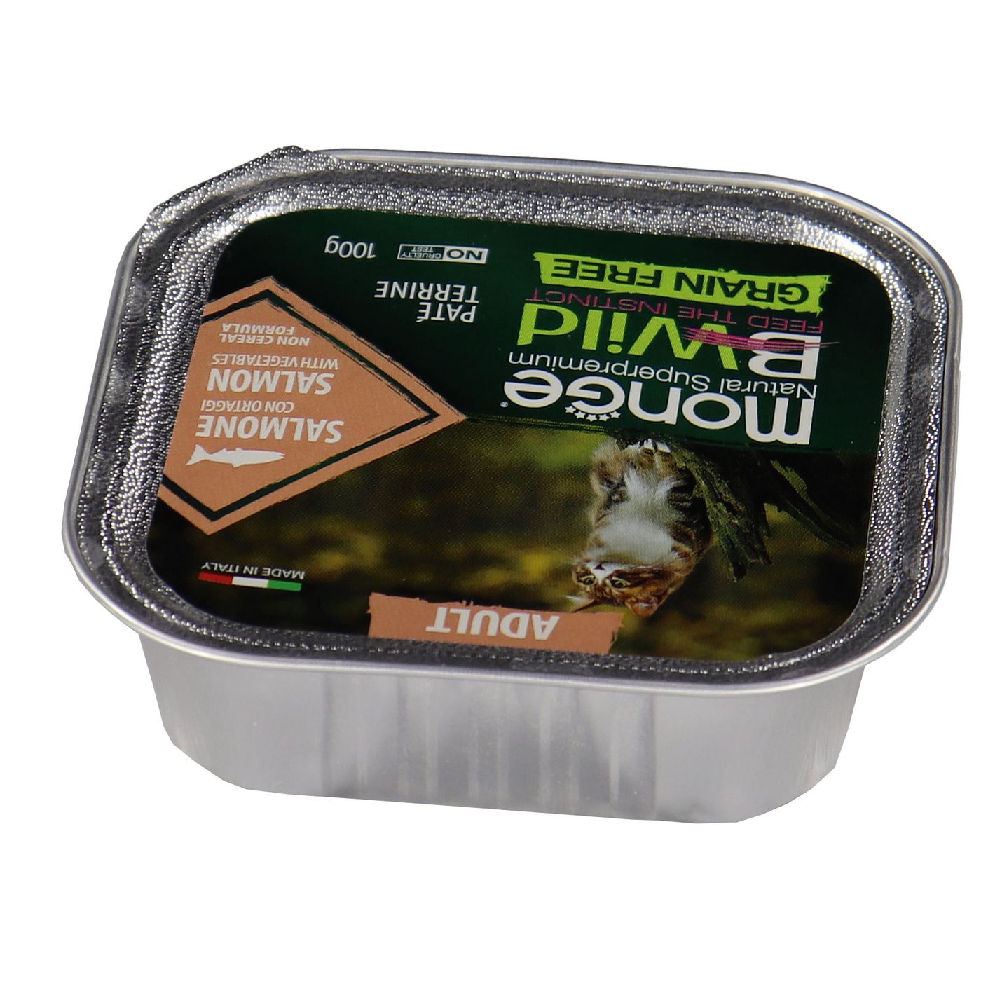 Влажный корм Monge Cat BWild GRAIN FREE для кошек, беззерновой, из лосося с овощами, консервы 100 г — фото 20