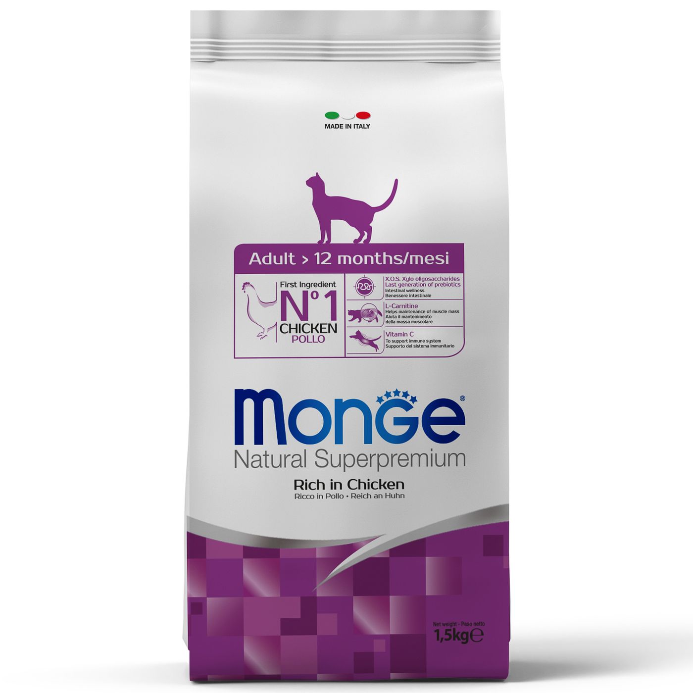 Сухой корм Monge Cat Daily Line для взрослых кошек, из курицы 1,5 кг — фото 2