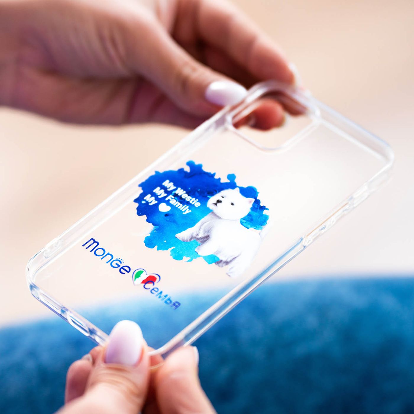 Чехол для телефона Monge семья модель iPhone 12 вест хайленд уайт-терьер — фото 3
