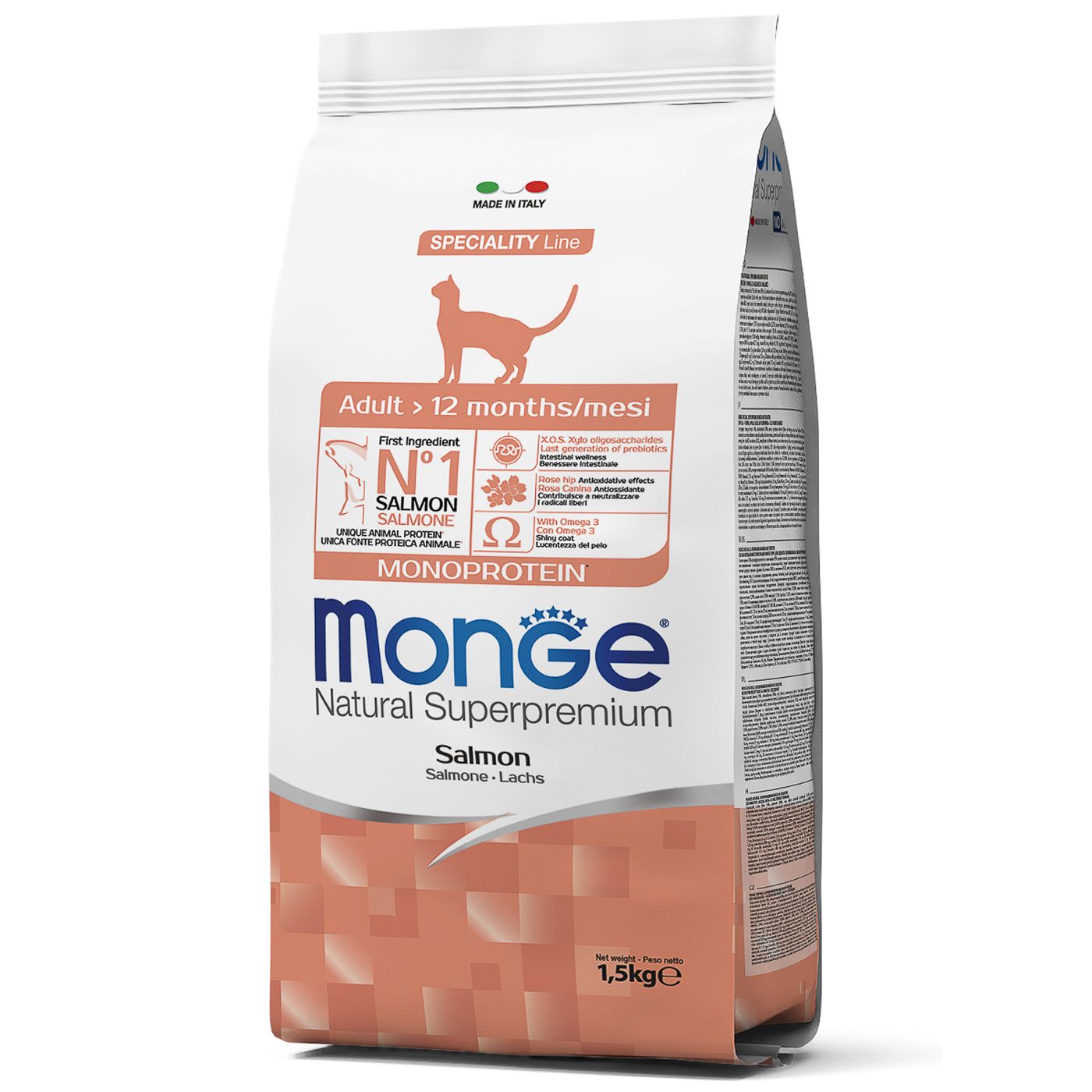 Сухой корм Monge Cat Speciality Line Monoprotein Adult для взрослых кошек, из лосося 1,5 кг — фото 9