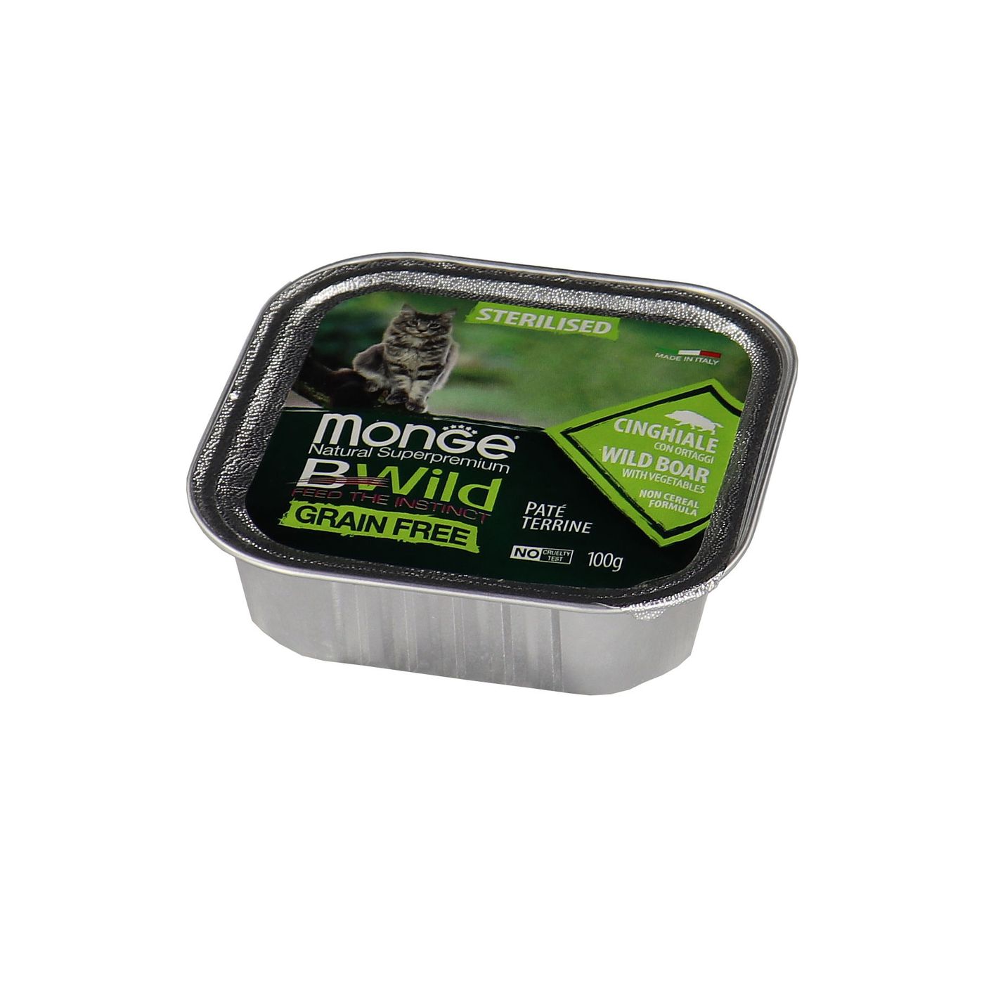 Влажный корм Monge Cat BWild GRAIN FREE для стерилизованных кошек, беззерновой, из кабана с овощами, консервы 100 г — фото 2