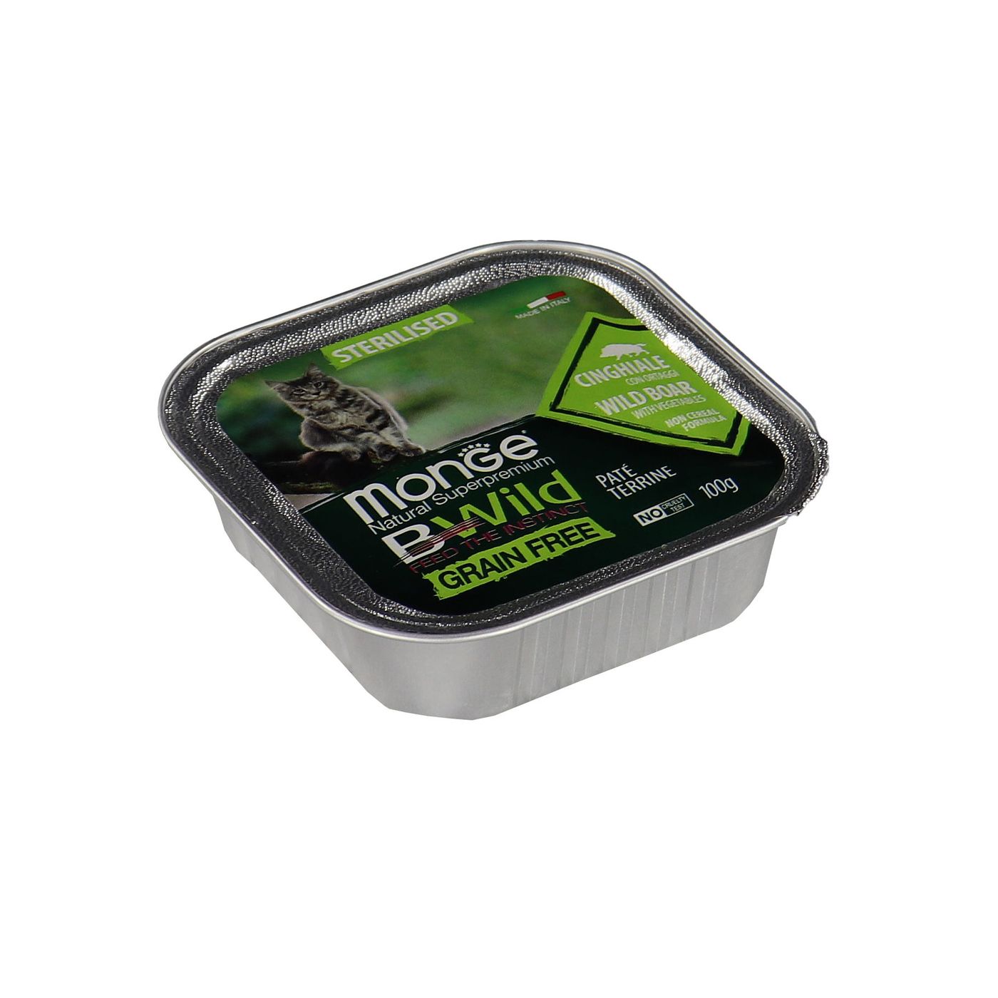 Влажный корм Monge Cat BWild GRAIN FREE для стерилизованных кошек, беззерновой, из кабана с овощами, консервы 100 г — фото 30