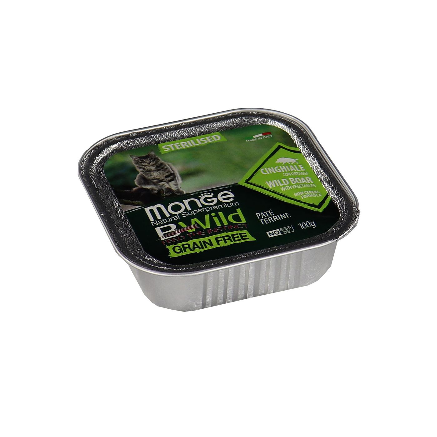 Влажный корм Monge Cat BWild GRAIN FREE для стерилизованных кошек, беззерновой, из кабана с овощами, консервы 100 г — фото 31