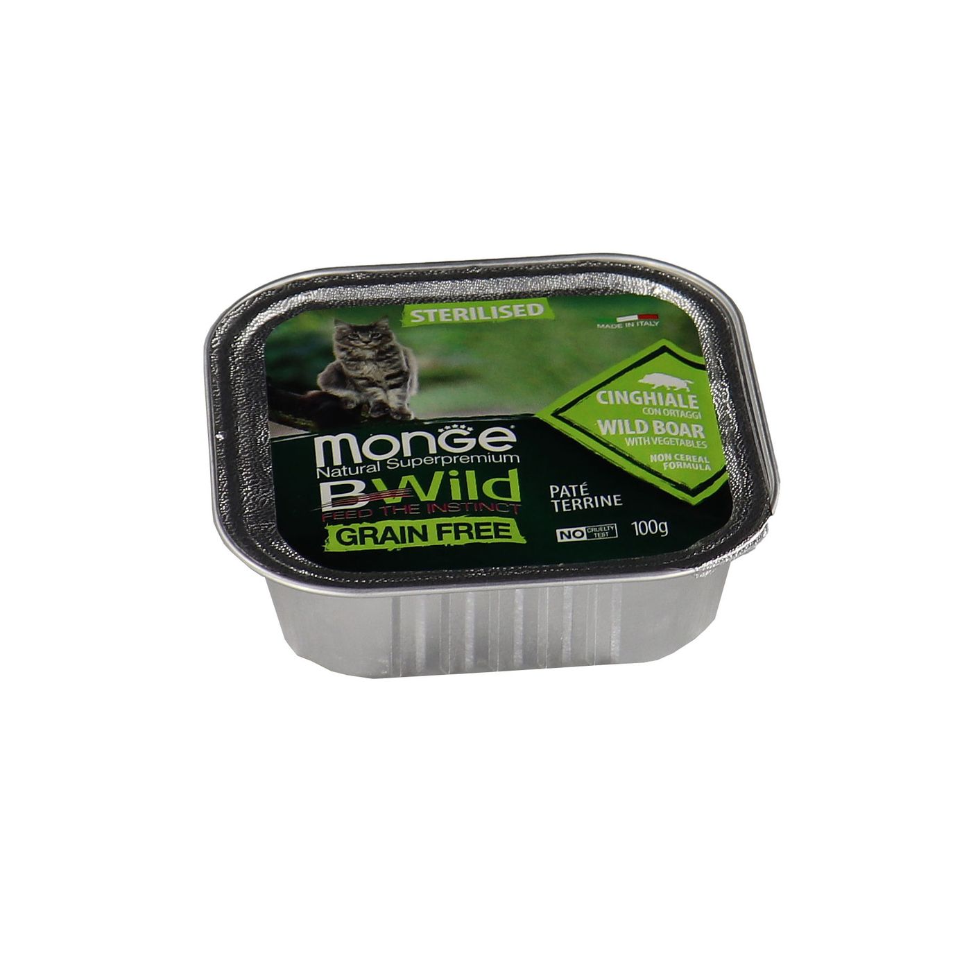 Влажный корм Monge Cat BWild GRAIN FREE для стерилизованных кошек, беззерновой, из кабана с овощами, консервы 100 г — фото 32