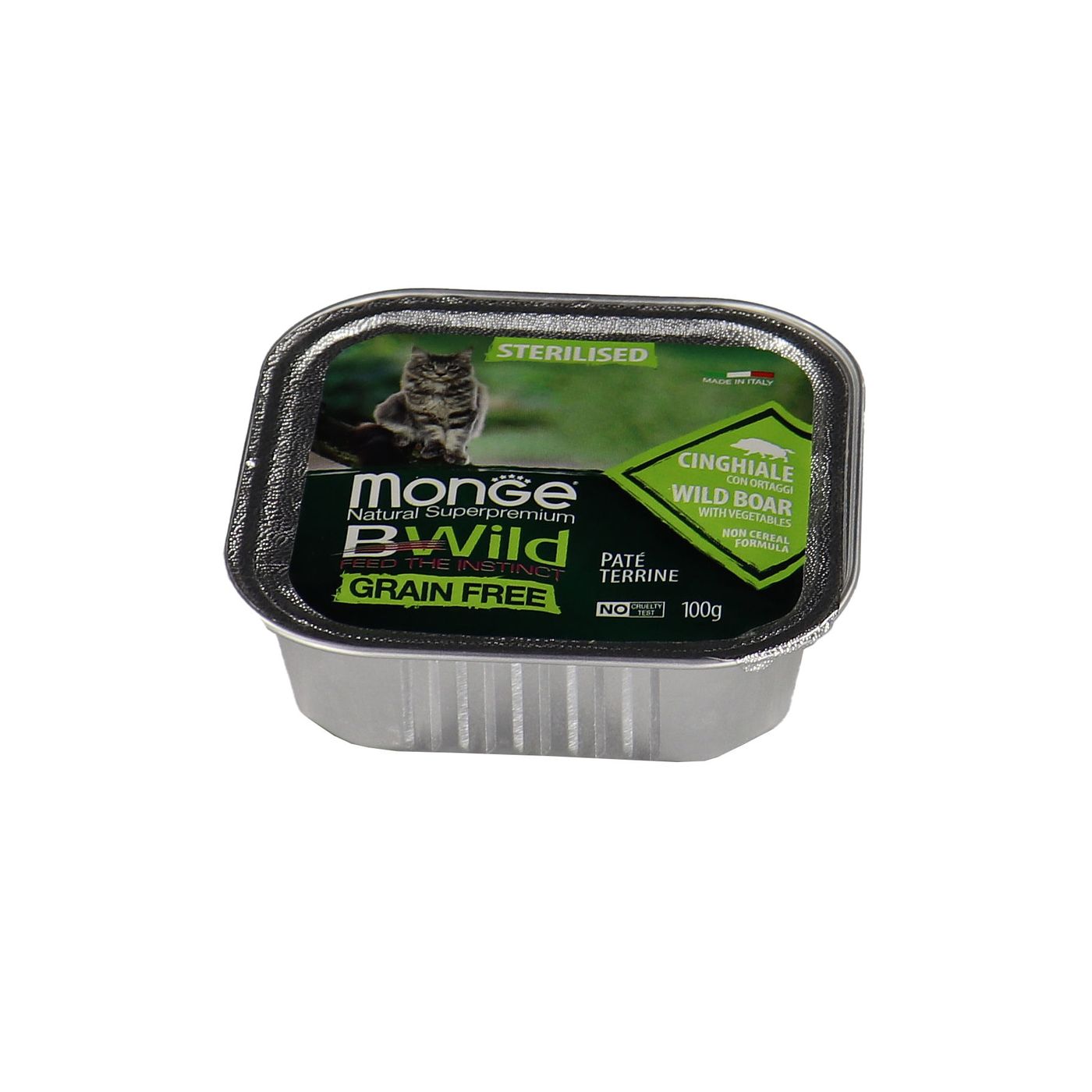 Влажный корм Monge Cat BWild GRAIN FREE для стерилизованных кошек, беззерновой, из кабана с овощами, консервы 100 г — фото 33
