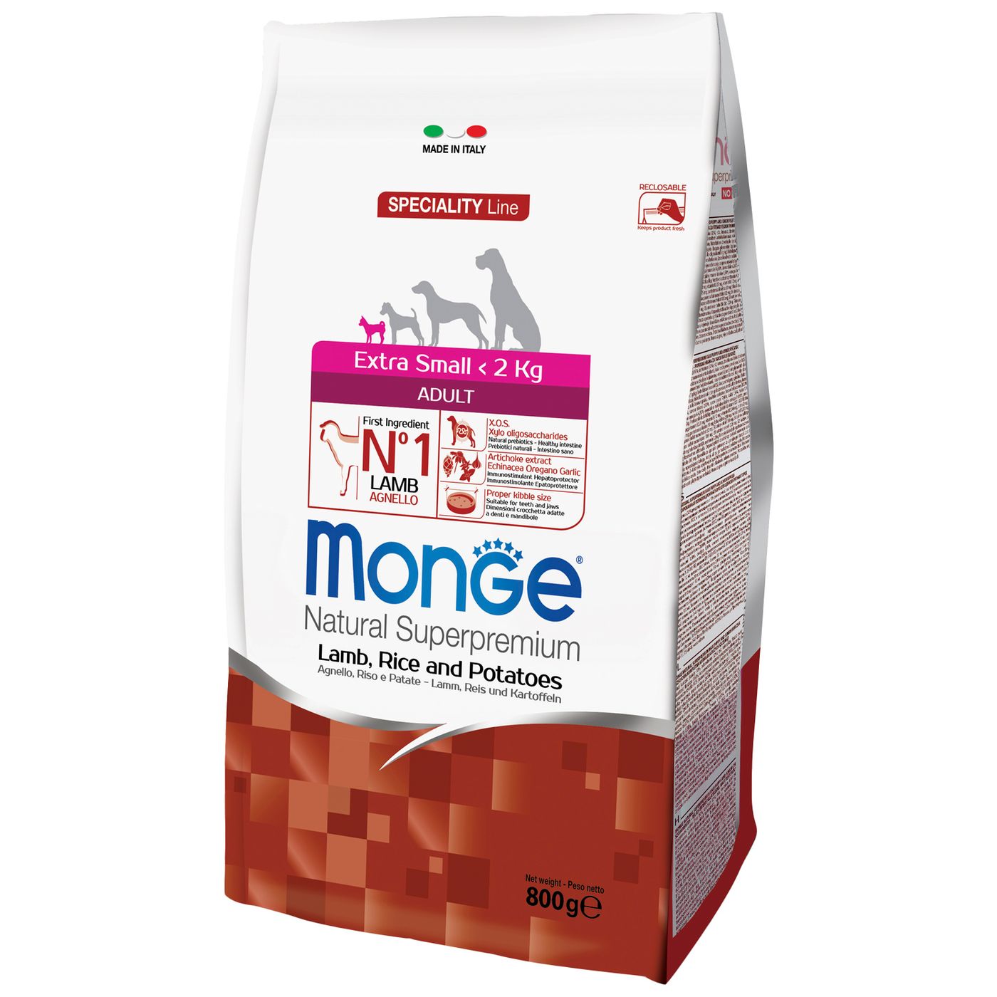 Сухой корм Monge Dog Speciality Line Extra Small для взрослых собак миниатюрных пород ягненок с рисом и картофелем 800 г — фото 12