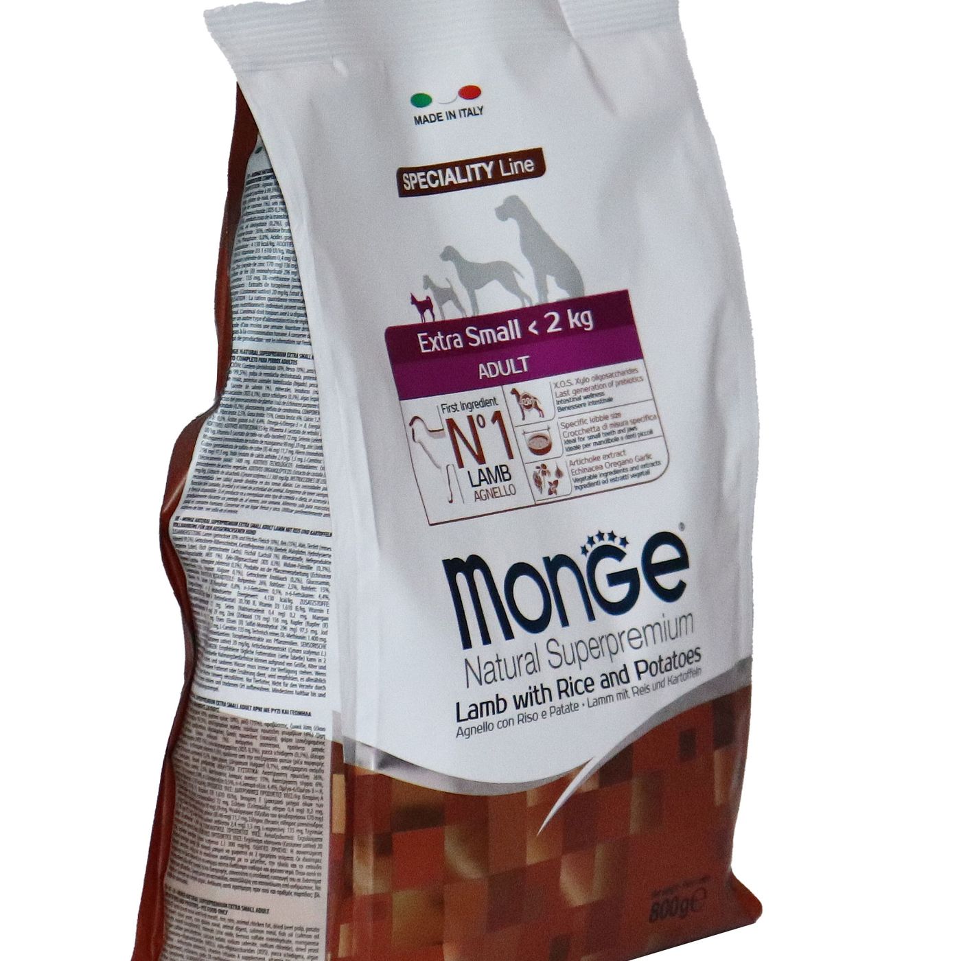 Сухой корм Monge Dog Speciality Line Extra Small для взрослых собак миниатюрных пород ягненок с рисом и картофелем 800 г — фото 32
