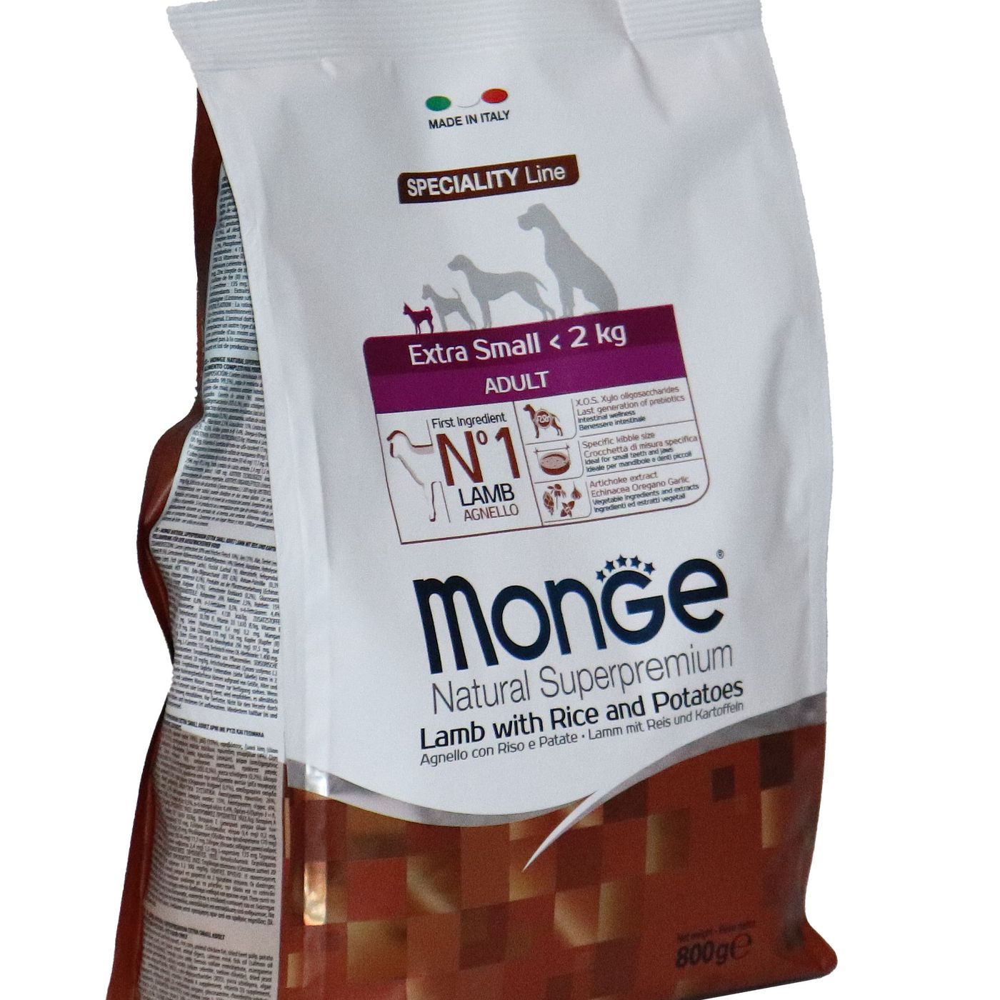 Сухой корм Monge Dog Speciality Line Extra Small для взрослых собак миниатюрных пород ягненок с рисом и картофелем 800 г — фото 33