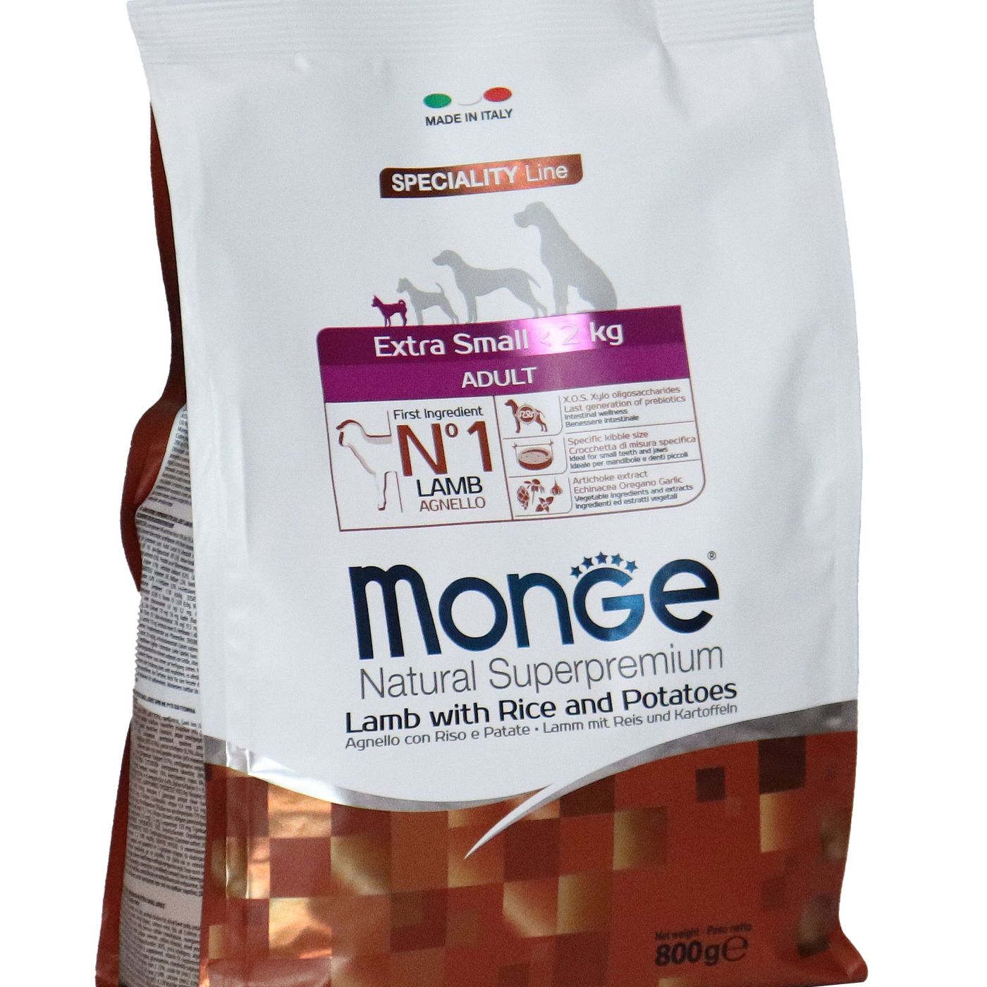 Сухой корм Monge Dog Speciality Line Extra Small для взрослых собак миниатюрных пород ягненок с рисом и картофелем 800 г — фото 34