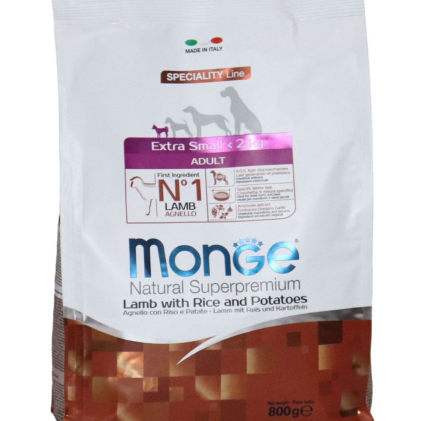 Сухой корм Monge Dog Speciality Line Extra Small для взрослых собак миниатюрных пород ягненок с рисом и картофелем 800 г — фото 35
