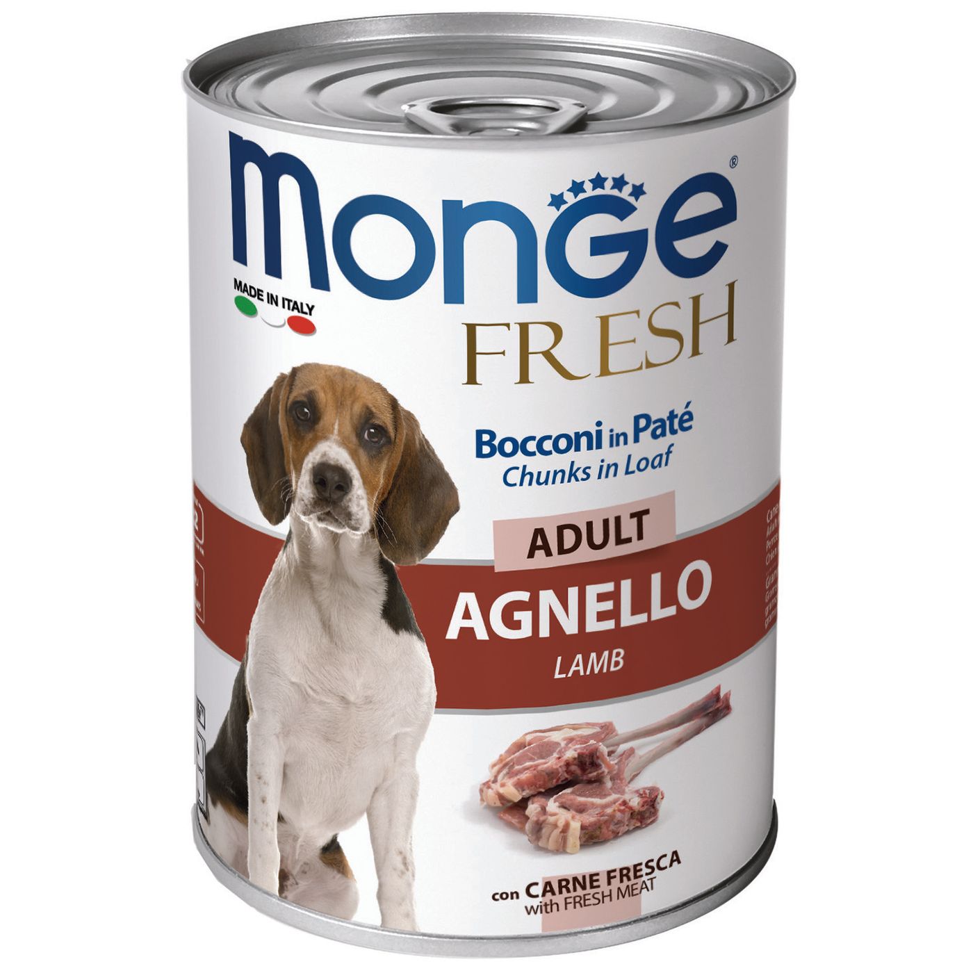 Влажный корм Monge Dog Fresh Chunks in Loaf для взрослых собак, мясной рулет из ягненка, консервы 400 г