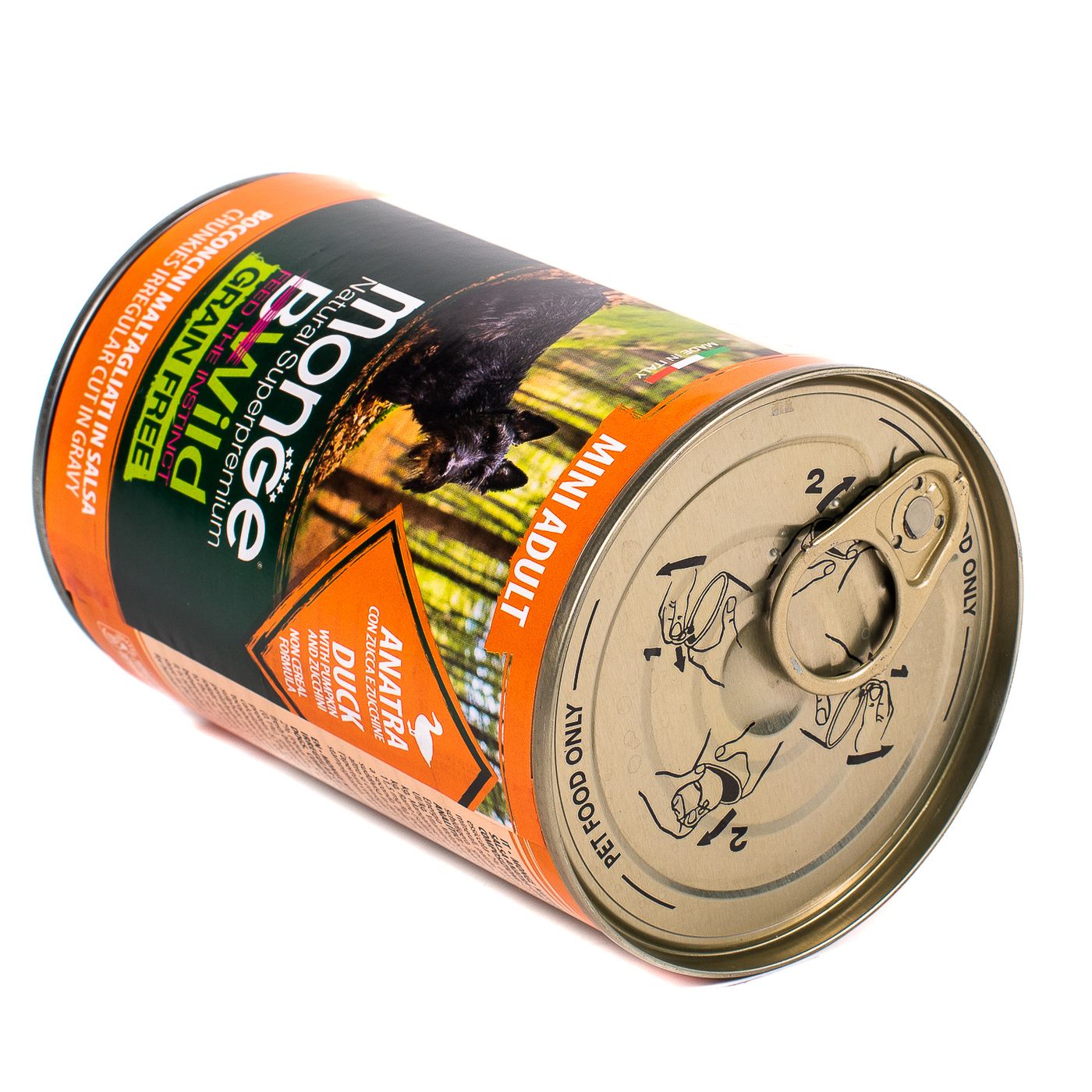 Влажный корм Monge Dog BWild GRAIN FREE Mini для взрослых собак мелких пород, беззерновой, из утки с тыквой и кабачками, консервы 400 г — фото 7
