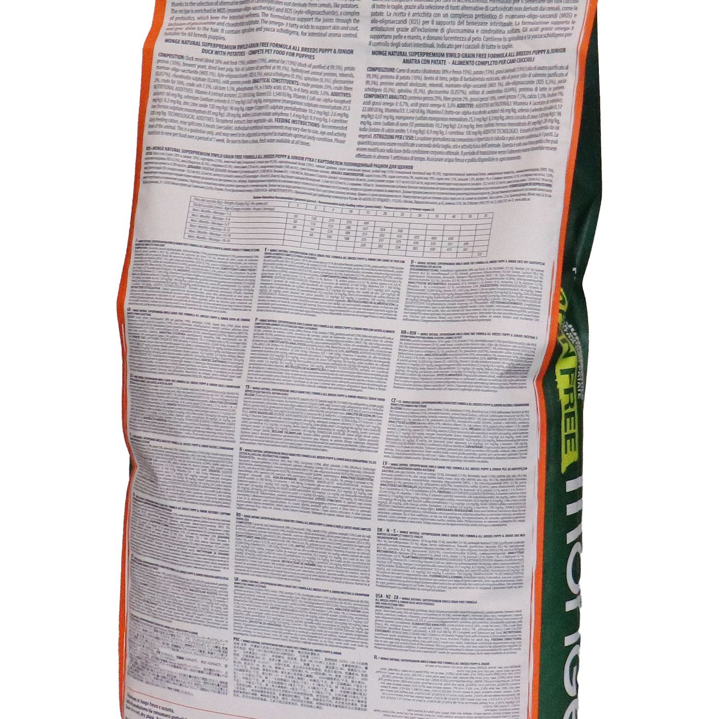 Сухой корм Monge Dog BWild GRAIN FREE Puppy & Junior для щенков, беззерновой, из мяса утки с картофелем 12 кг — фото 17