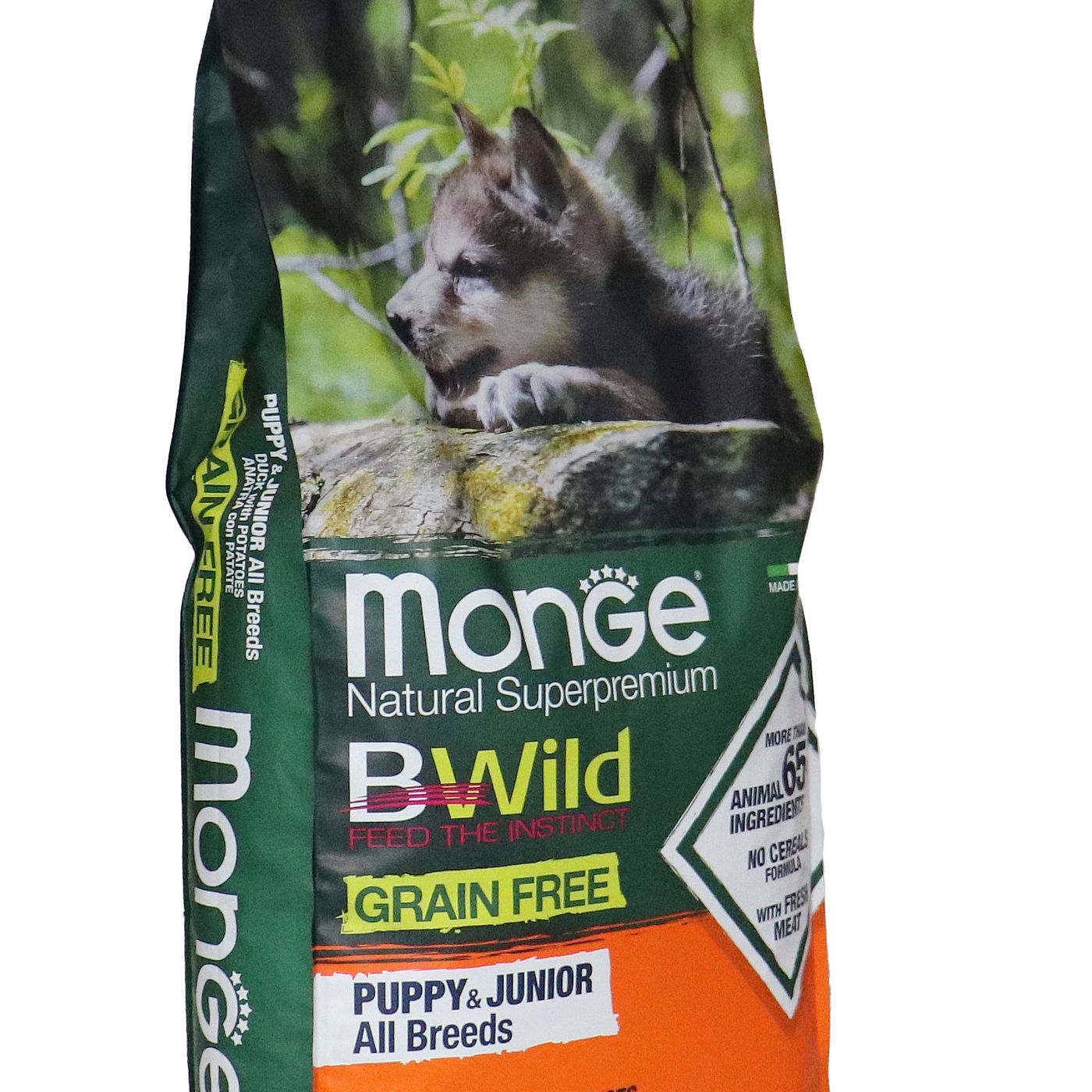 Сухой корм Monge Dog BWild GRAIN FREE Puppy & Junior для щенков, беззерновой, из мяса утки с картофелем 12 кг — фото 29