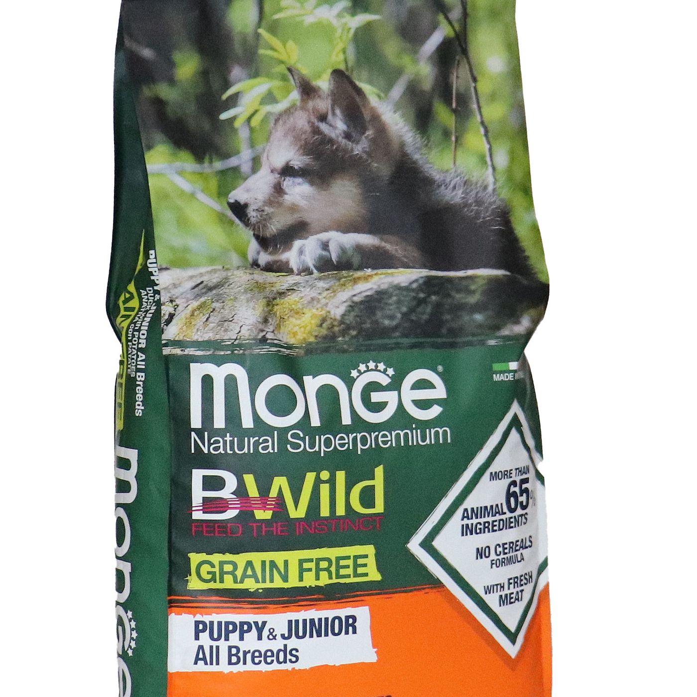 Сухой корм Monge Dog BWild GRAIN FREE Puppy & Junior для щенков, беззерновой, из мяса утки с картофелем 12 кг — фото 30