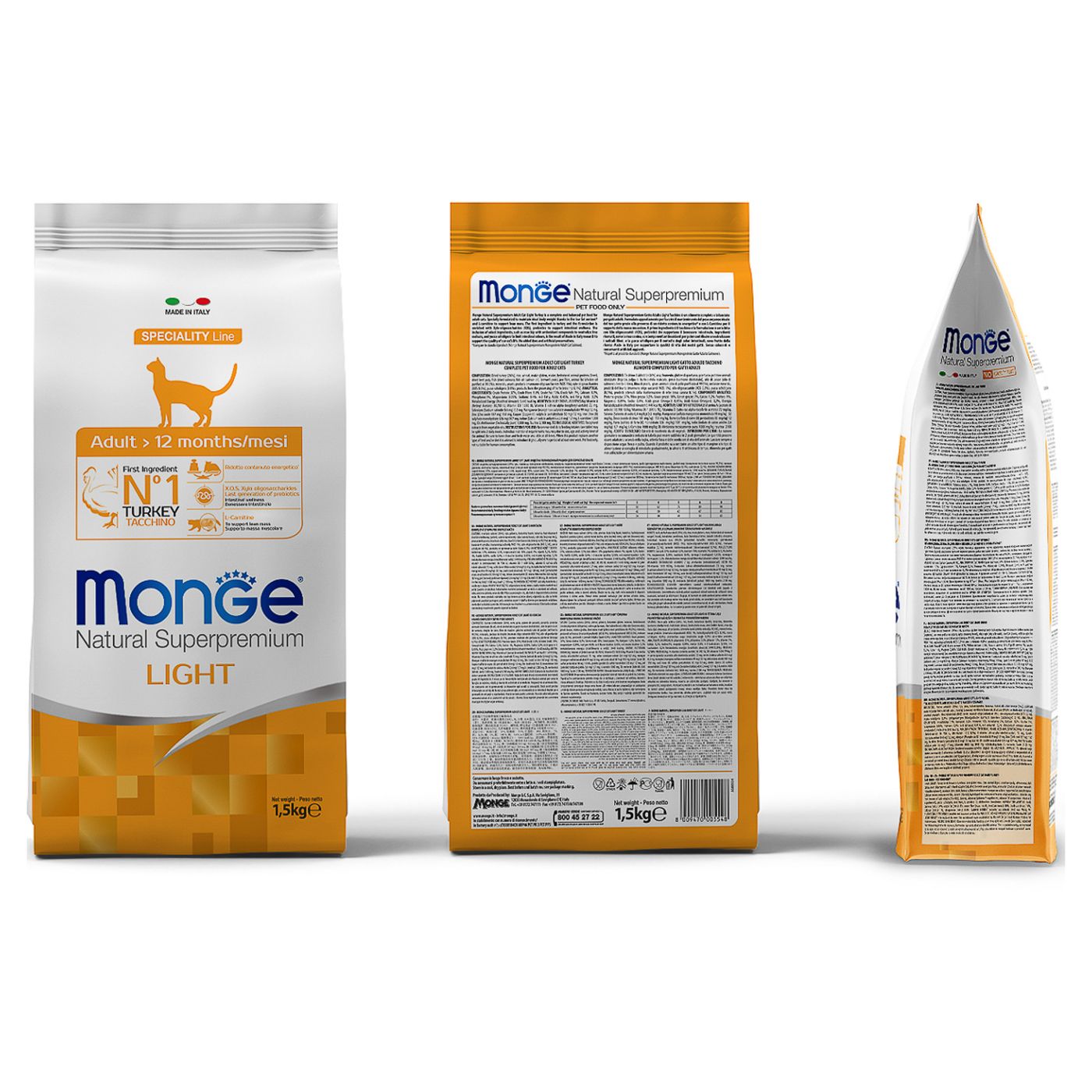 Сухой корм Monge Cat Speciality Line Light для кошек, низкокалорийный, из индейки 1,5 кг — фото 10