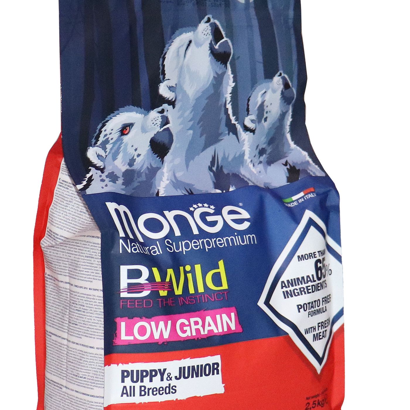 Сухой корм Monge Dog BWild LOW GRAIN Puppy & junior для щенков, низкозерновой, из мяса оленя 2,5 кг — фото 25