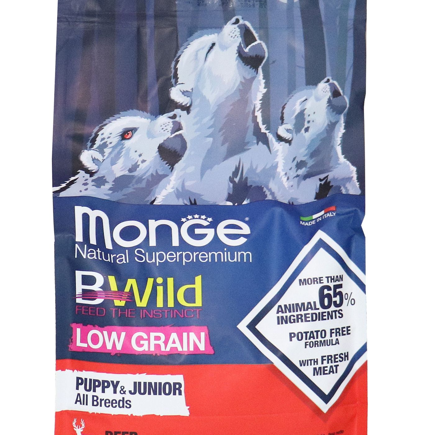 Сухой корм Monge Dog BWild LOW GRAIN Puppy & junior для щенков, низкозерновой, из мяса оленя 2,5 кг — фото 28
