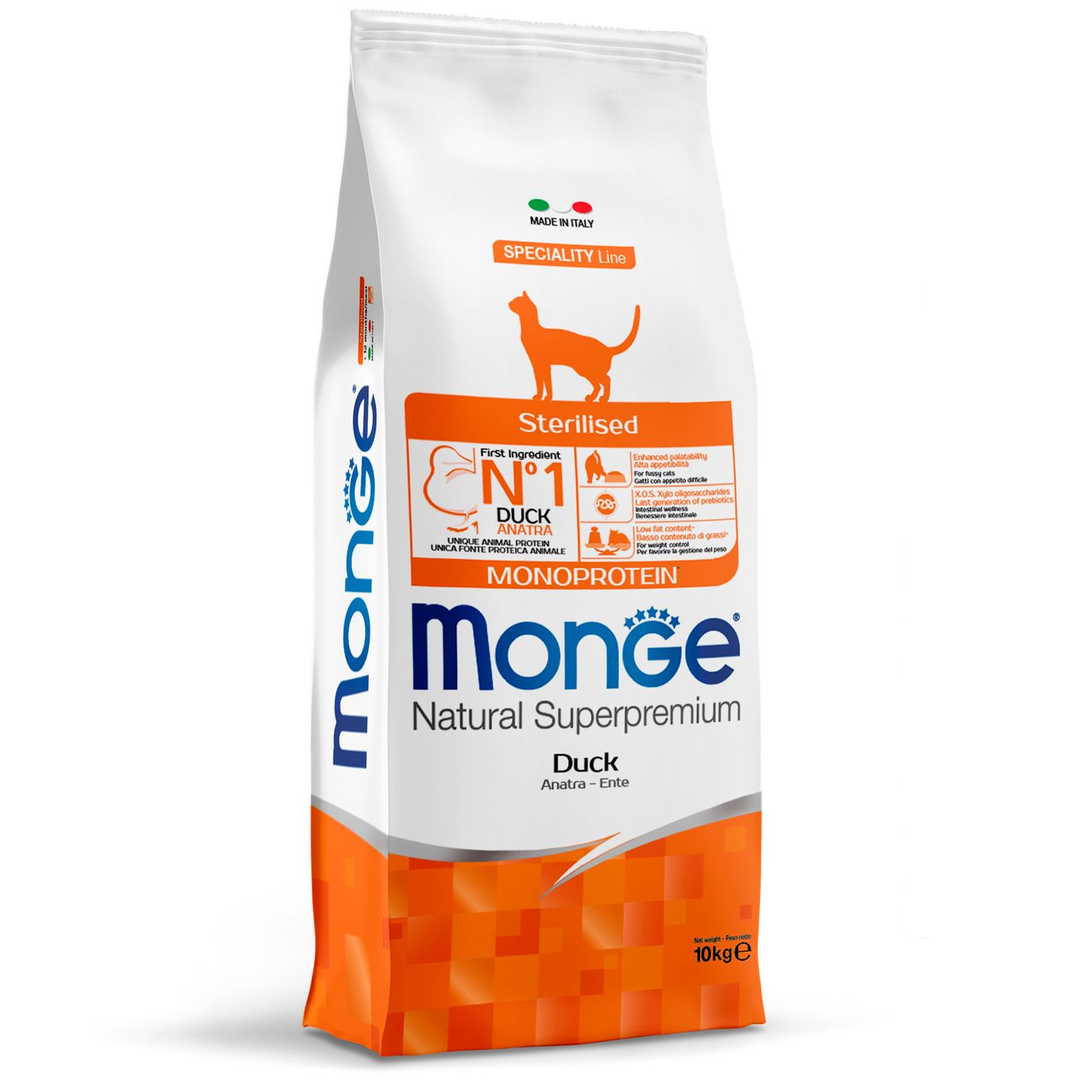 Сухой корм Monge Cat Speciality Line Monoprotein Sterilised для стерилизованных кошек, из утки 10 кг — фото 12