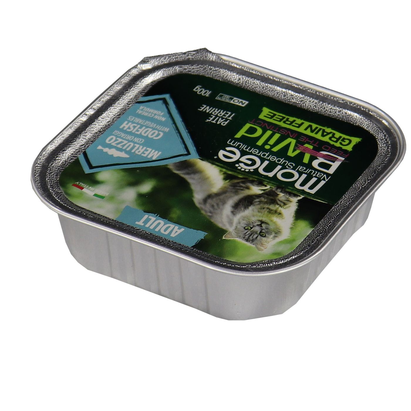 Влажный корм Monge Cat BWild GRAIN FREE для кошек, беззерновой, из трески с овощами, консервы 100 г — фото 24