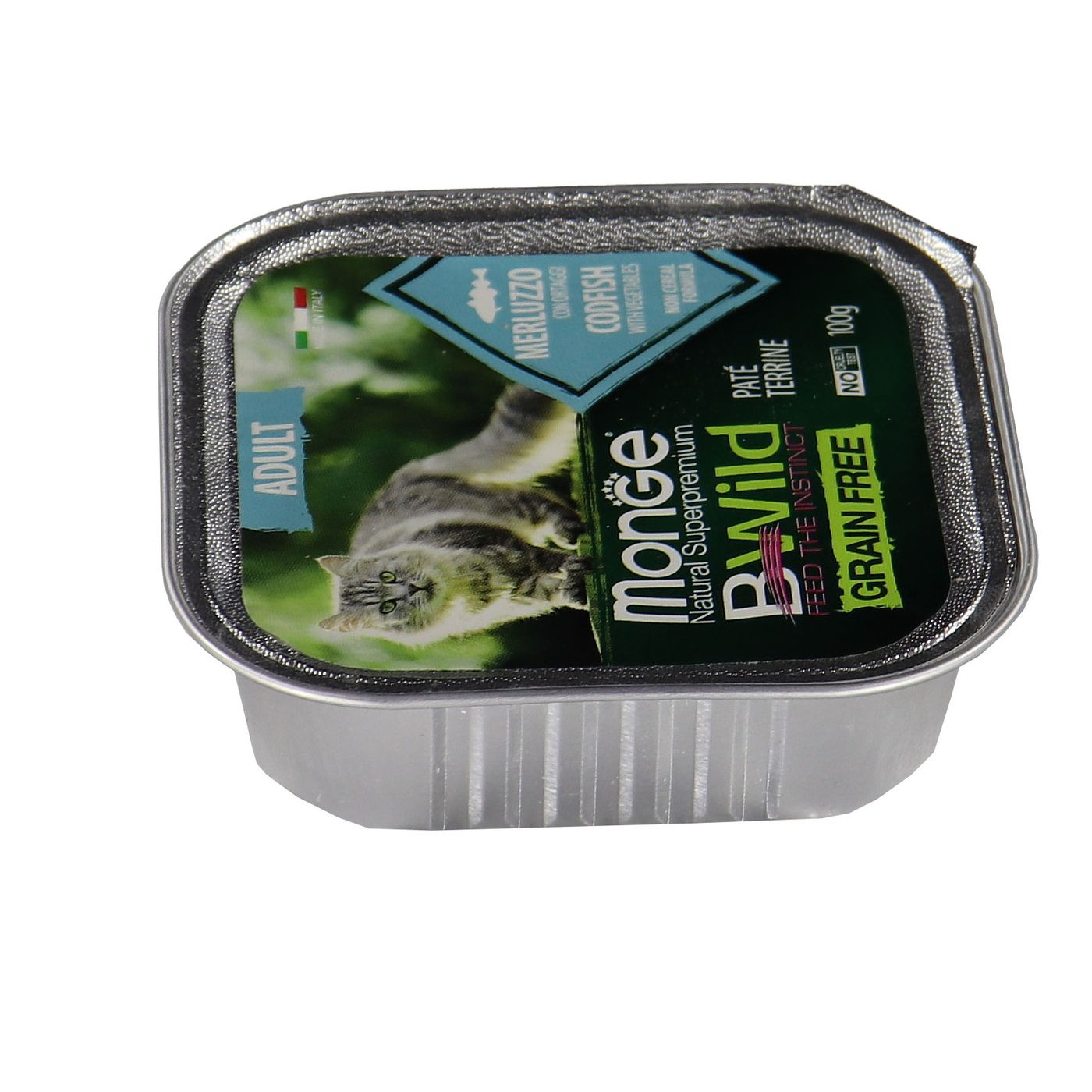 Влажный корм Monge Cat BWild GRAIN FREE для кошек, беззерновой, из трески с овощами, консервы 100 г — фото 30