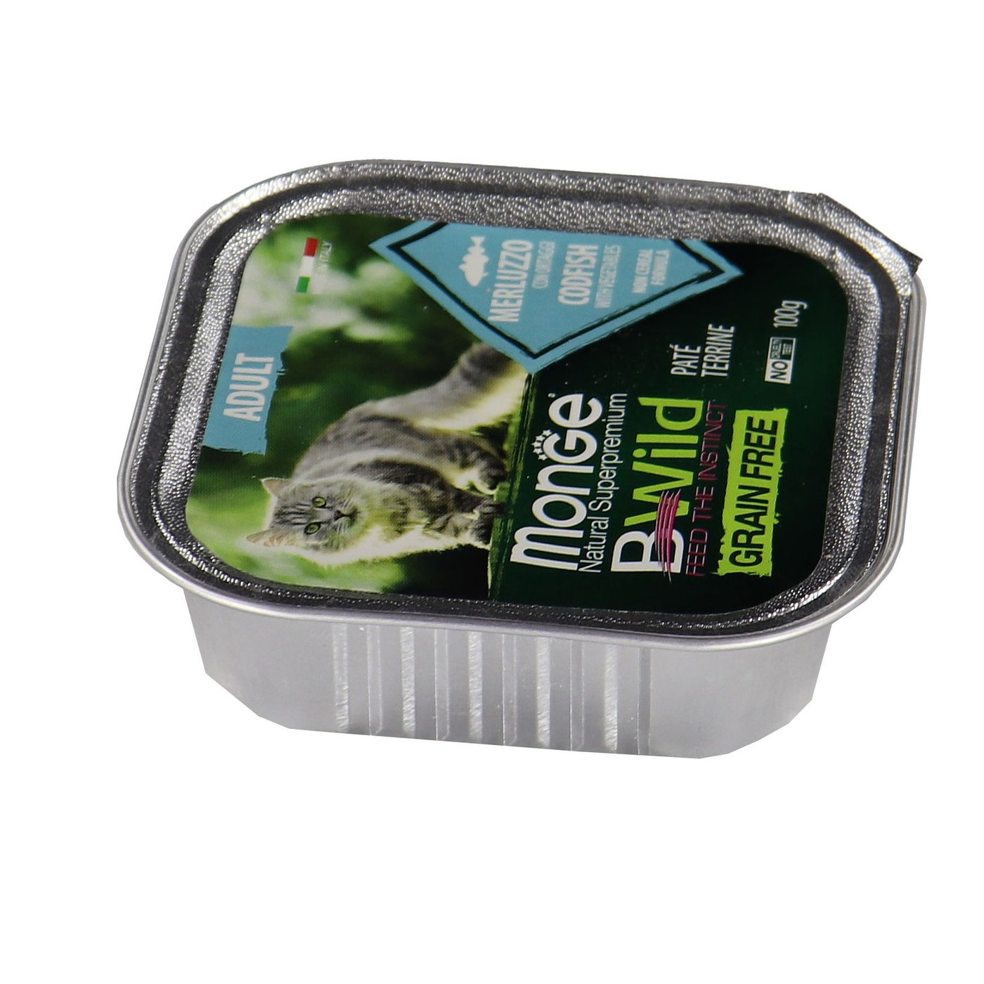 Влажный корм Monge Cat BWild GRAIN FREE для кошек, беззерновой, из трески с овощами, консервы 100 г — фото 31
