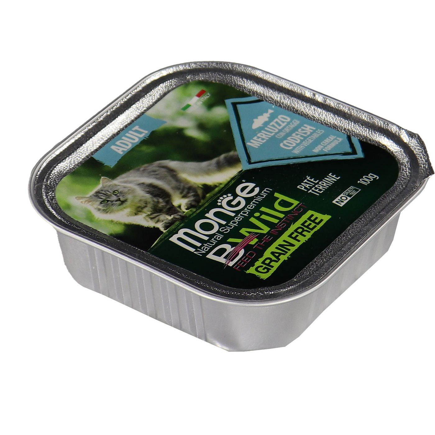Влажный корм Monge Cat BWild GRAIN FREE для кошек, беззерновой, из трески с овощами, консервы 100 г — фото 34