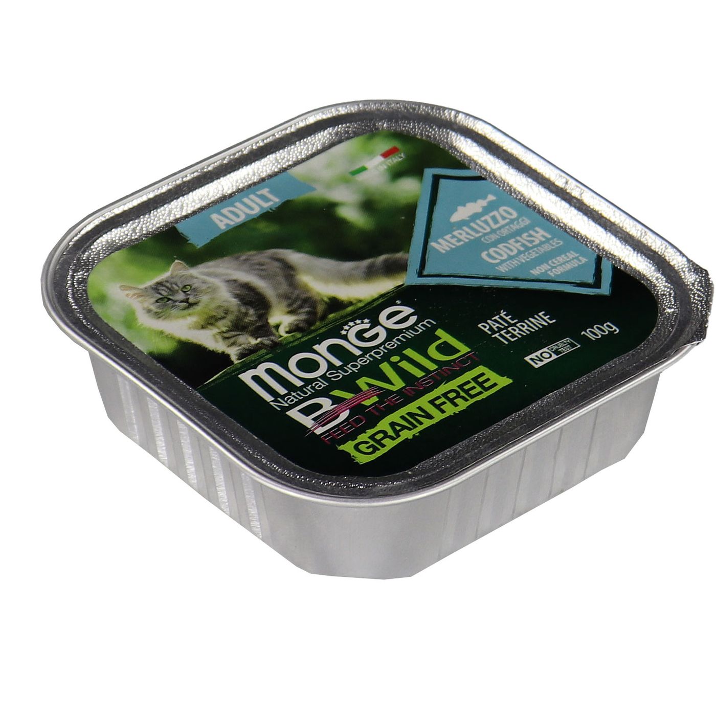 Влажный корм Monge Cat BWild GRAIN FREE для кошек, беззерновой, из трески с овощами, консервы 100 г — фото 35