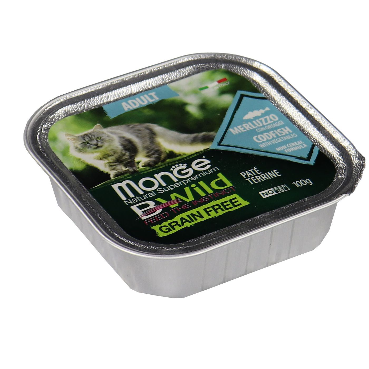 Влажный корм Monge Cat BWild GRAIN FREE для кошек, беззерновой, из трески с овощами, консервы 100 г — фото 36