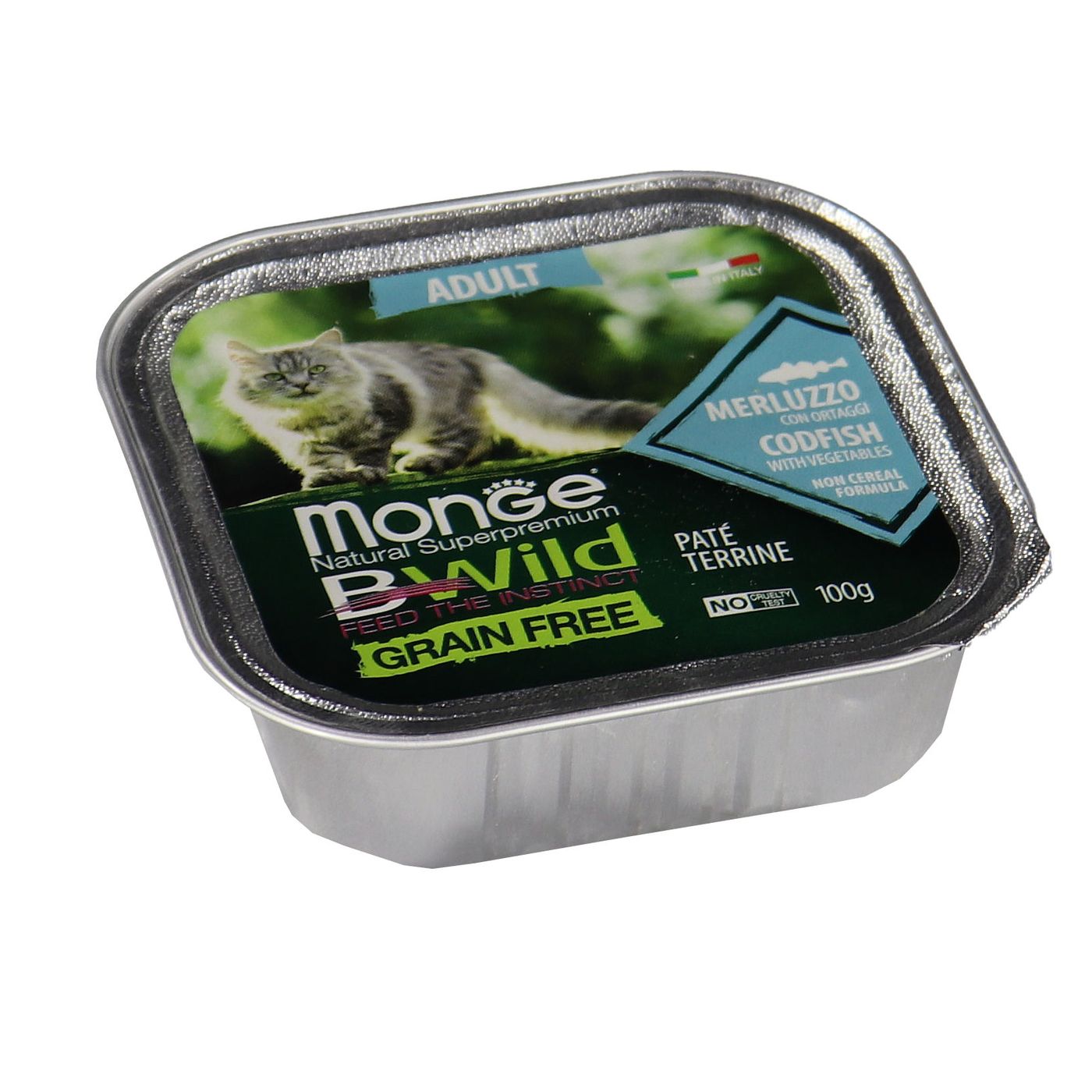 Влажный корм Monge Cat BWild GRAIN FREE для кошек, беззерновой, из трески с овощами, консервы 100 г — фото 37