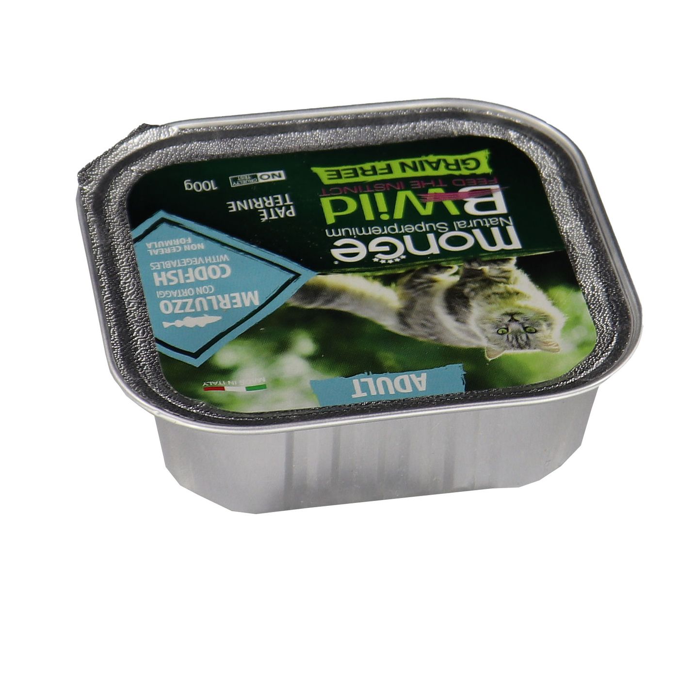 Влажный корм Monge Cat BWild GRAIN FREE для кошек, беззерновой, из трески с овощами, консервы 100 г — фото 19