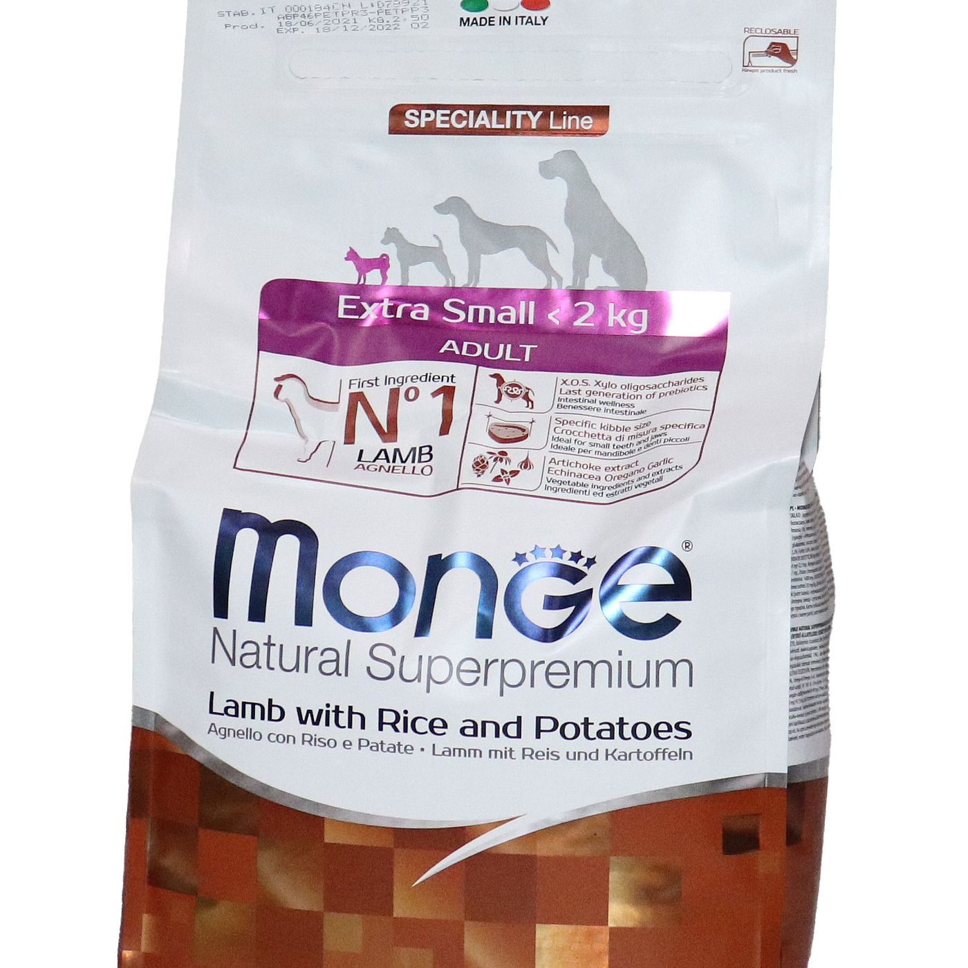 Сухой корм Monge Dog Speciality Line Extra Small для взрослых собак миниатюрных пород, из ягненка с рисом и картофелем 2,5 кг — фото 2